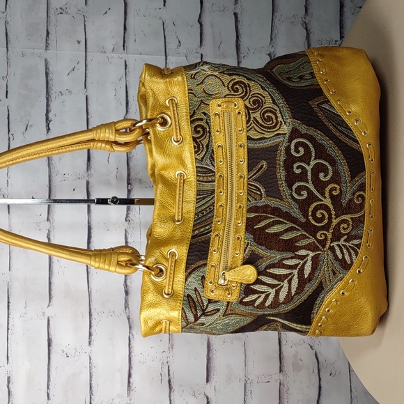 Isabella Fiore Leather/Tapestry Carpet Bag - Picture 5 of 12